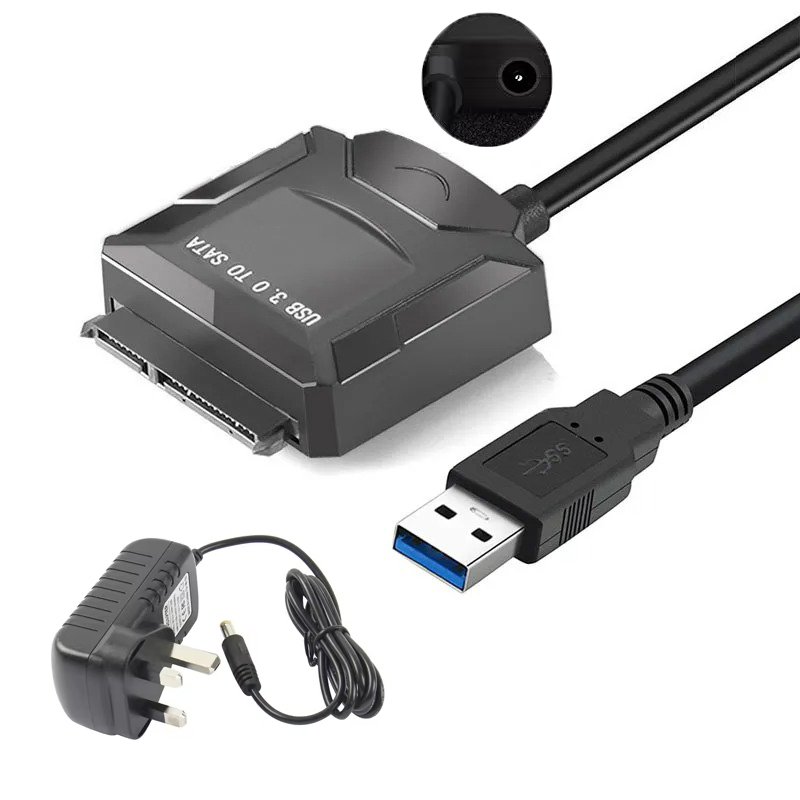 adapter dysku twardego seryjny ATA o prędkości 5 Gb/s USB 3.0 robić SATA 3 robić zewnętrznych dysków twardych 3,5/2,5 cala SSD Konwerter Sata na USB: czarny