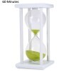 60 Minutes Hourglass Sand Timer for Kitchen School Modern Wooden Hour Glass Sandglass Sand Clock Tea Timers Home Decoration: WHITE GREEN