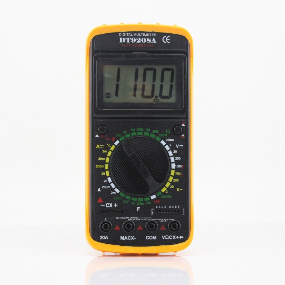 DT9208A LCD Display Handheld Voltmeter Ammeter Ohmmeter Capacitance Meter Temperature Tester Digital Multimeter