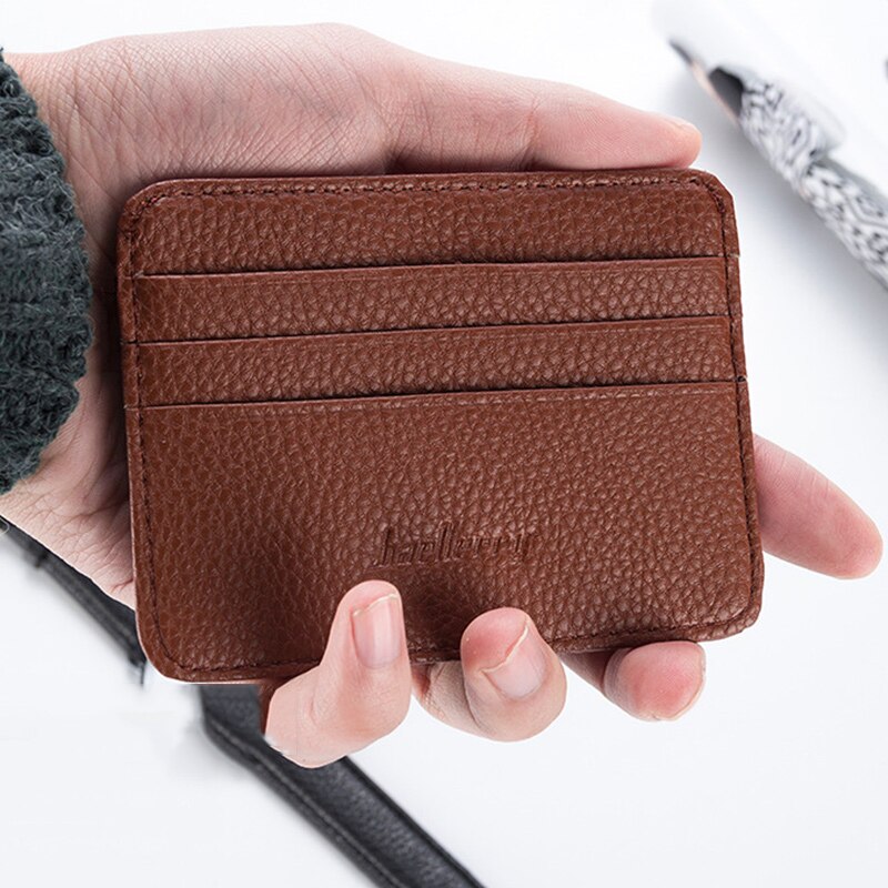 Kvinnor slimmad minimalistisk plånbok pu läder kreditkortshållare kort handväska plånbok män portefeuille homme