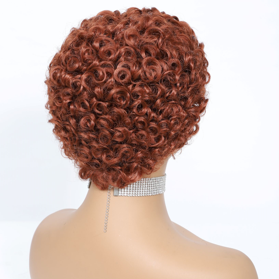 Natural Black Pixie Cut Wigs for Black Women, Short Curly Wavy Synthetic Wigs, African American wig