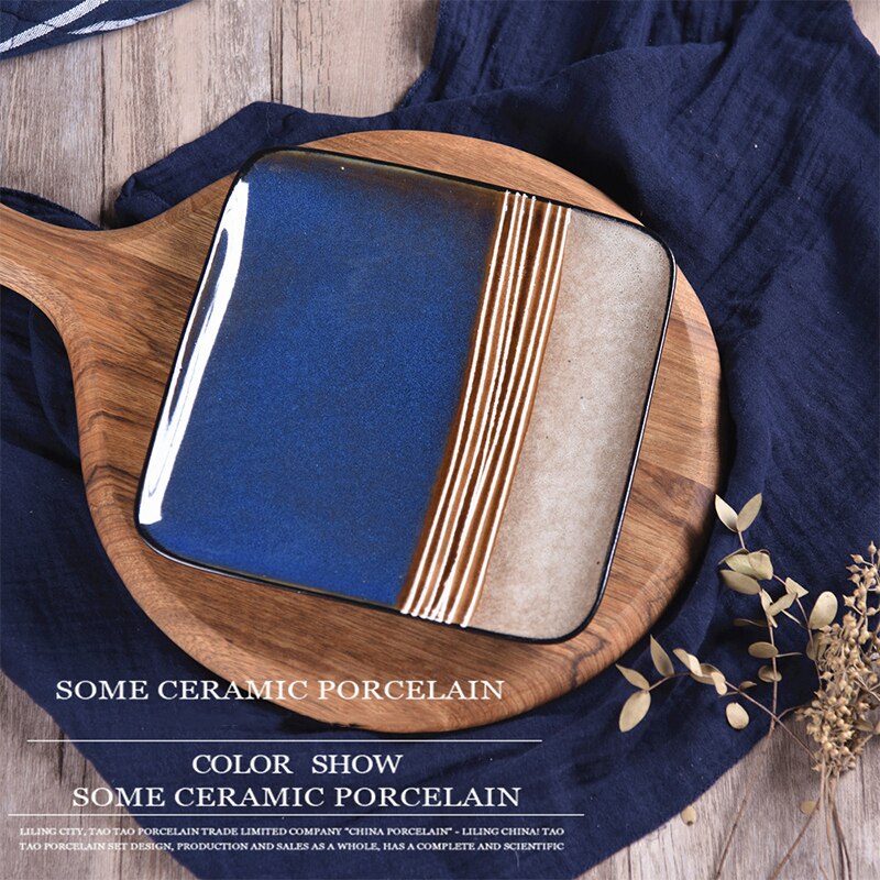 Restaurant Diner Plaat Servies Keramische Opslag Lade Westerse Ontbijt Vierkante Taart Plaat Dessert Decoratie Servies