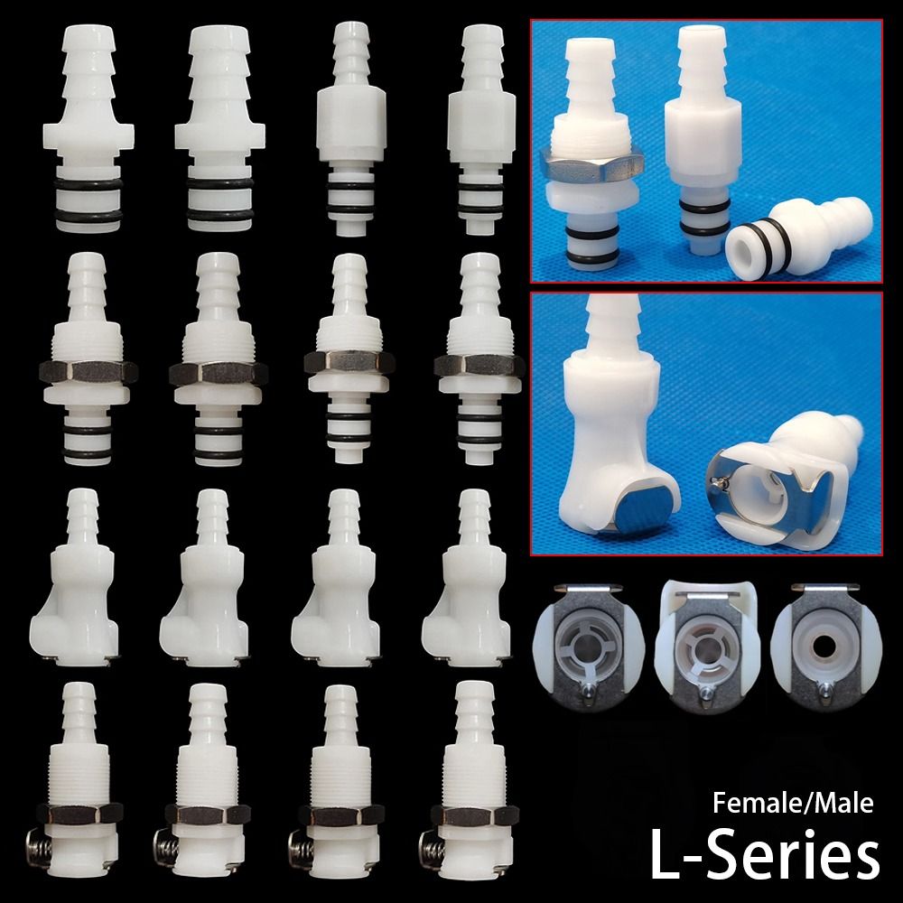 1Pcs Tube Connector Hose Joint Disconnect Fitting Coupling Male Female Quick Coupler 5/16 3/8 L-Series Hose Barb Valved