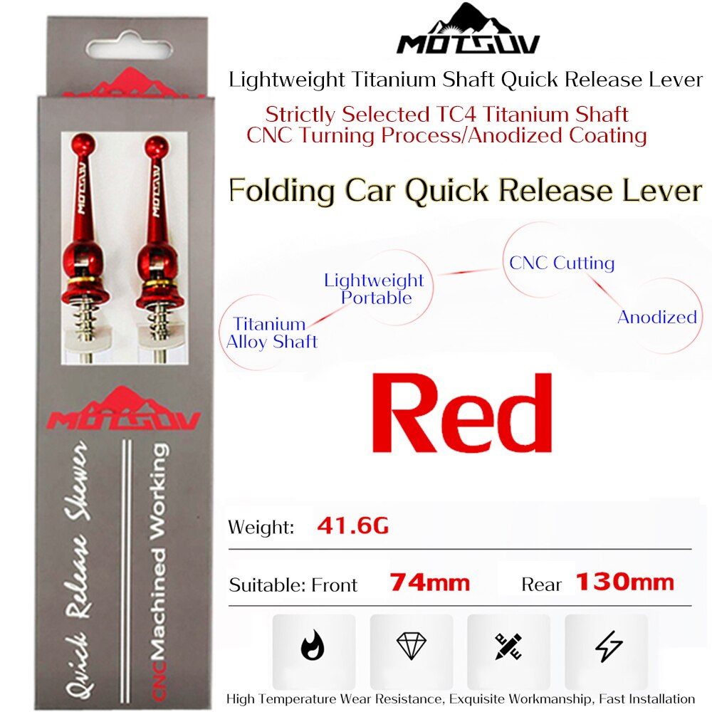 MOTSUV Folding bike Titanium Ti Skewer QR Quick Release Skewer lever MTB Road Cycling Hub Road Bike Quick Release Bicycle Parts: Folding bike Red