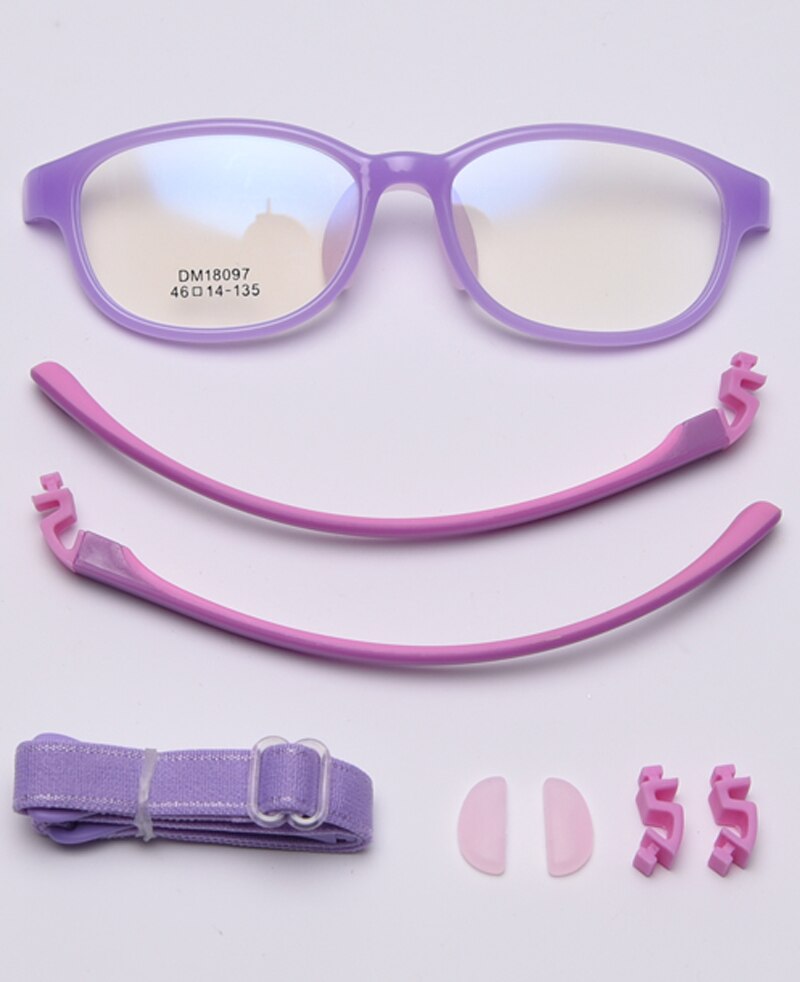 Peekaboo silicone square glasses for kids TR90 frame blue pink girl optical glasses frame for children accessories for students: purple with clear