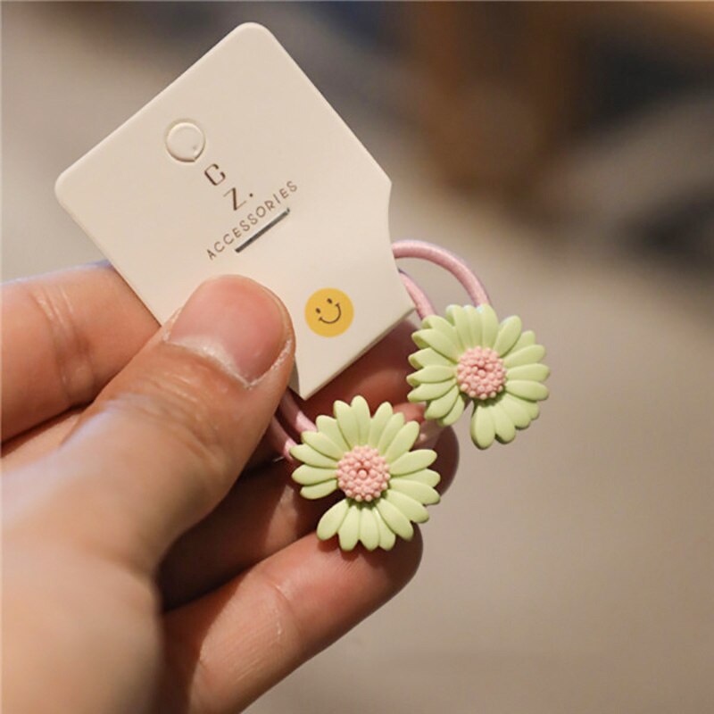 Cintas de goma elásticas para el pelo para niña, 2 uds., sortija de Margarita de crisantemo, lazos para el pelo para niña, accesorios de sujeción para coletas