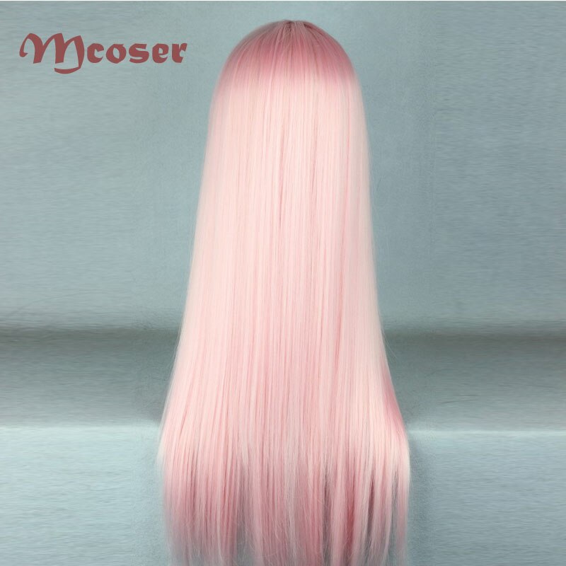Mcoser 70cm lang lys pink paryk syntetisk 100%  højtemperatur fiber hår paryk -349a