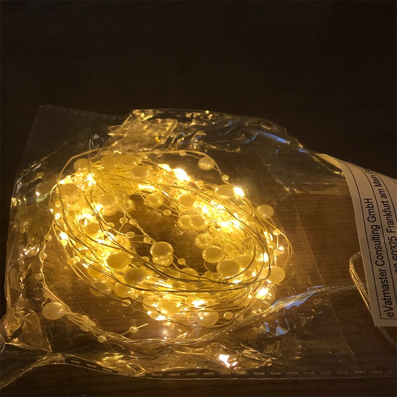 String Lights Battery Operated Pearl Led Koperdraad String Lights Pearlized Fairy Lights Voor Bruiloft Thuis Party Christmas Decor