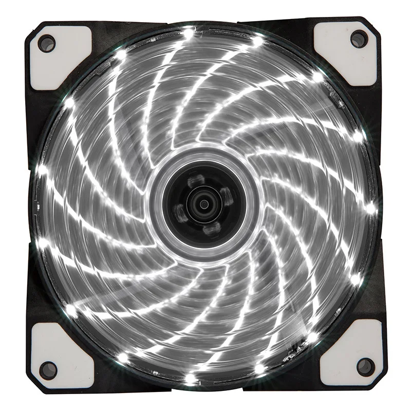 Ventola di raffreddamento per Astuccio per PC per computer ultra silenziosa da 120 mm 15 portato 15 portato 12V con connettore Molex silenzioso in gomma Ventole con spina 3/4 spillo Dispositivo di raffreddamento: bianca