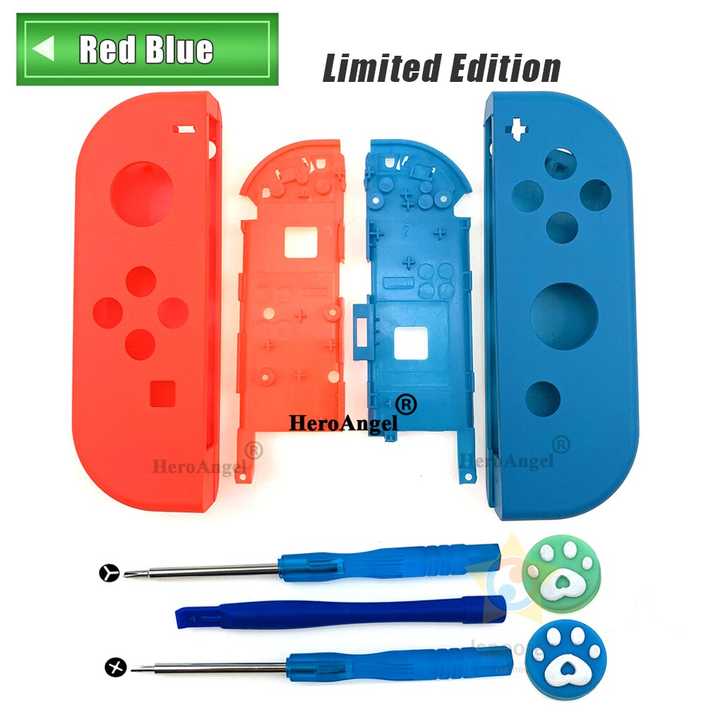 For Joy-con Shell for Nintendo Switch NS JoyCon Controller Replacement Housing Shell Right Left Case With Tools: Red Blue