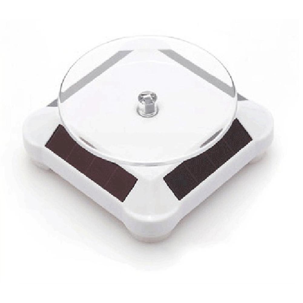 Solar Powered Rotary Display Stand Turntable Watch Phone Jewelry Holder: white