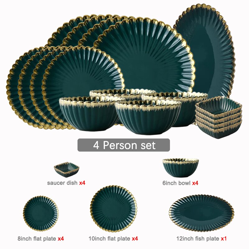 Green tableware set plate food plate salad soup bowl plate bowl set leaf plate dinner plate sets dinnerware set plates dishes