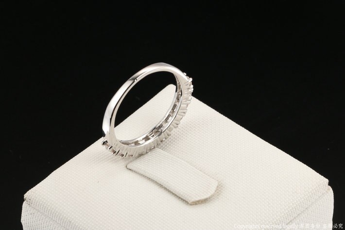 Luxury Silver Color Cubic Zirconia Half Circle Pave Finger Rings Wedding&Engagement Ring Jewelry For Women DFR589