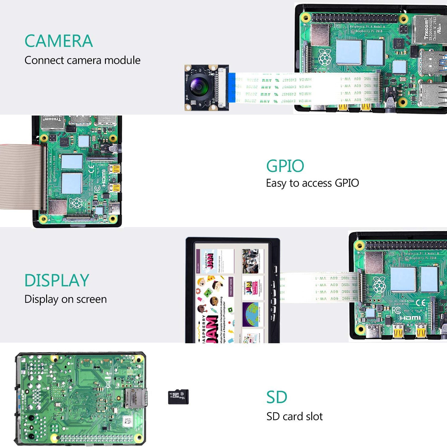 Raspberry Pi 4 Aluminum Case, Raspberry Pi 4 Model B Metal Armor Case with Passive Cooling Column and Thermal Pads Pi4 Shell Box