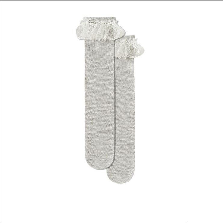 calcetines de niñas bebé largo Calcetines niños de la longitud de la rodilla de algodón suave bebé NIÑOS Calcetines de 1-6 años hasta la rodilla Calcetines: Gris