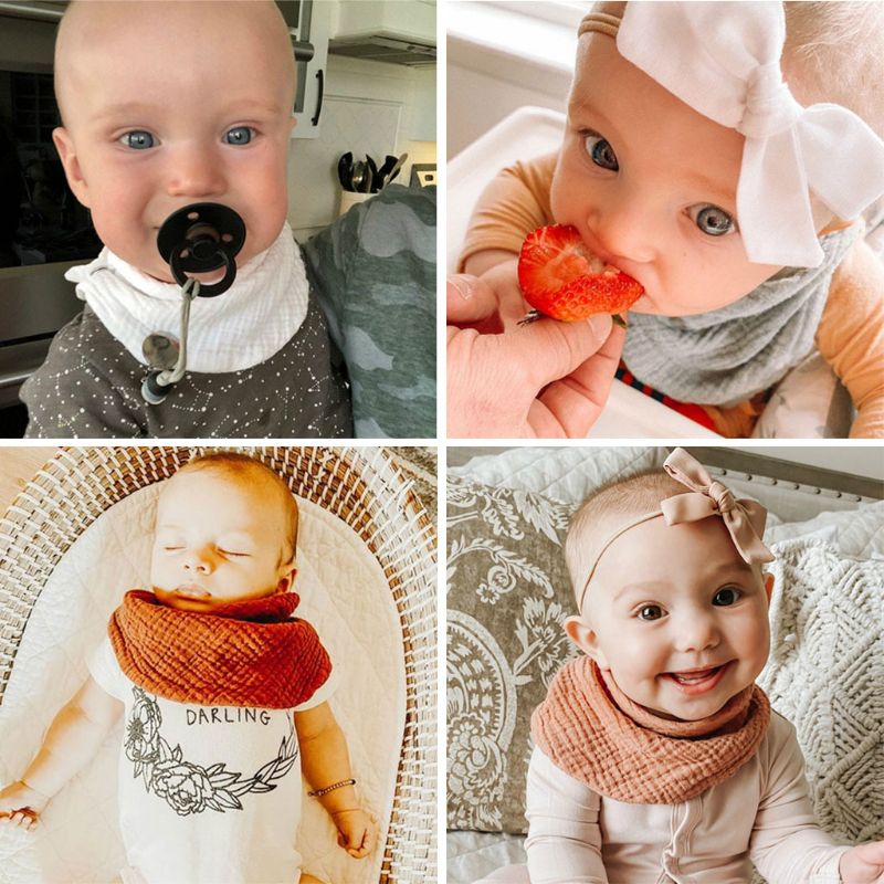 Cotton Gauze Scarf Bib Organic Cotton Bib Drool Scarf Baby Bandana Scarf Bibs with Snaps
