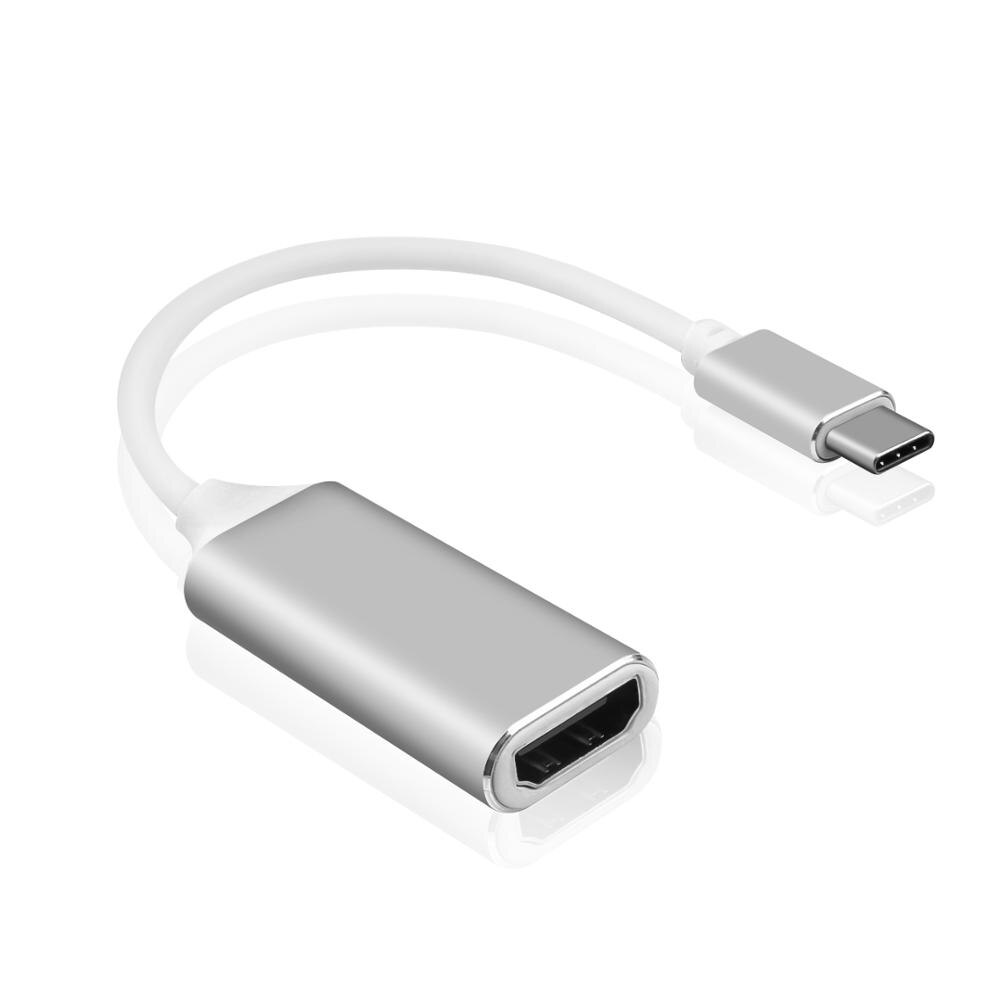 Usb c til hdmi-kompatibel adapter 4k 30hz kabel type c til macbook samsung galaxy  s10 huawei mate  p20 pro usb-c hdmi-adapter: Sølv
