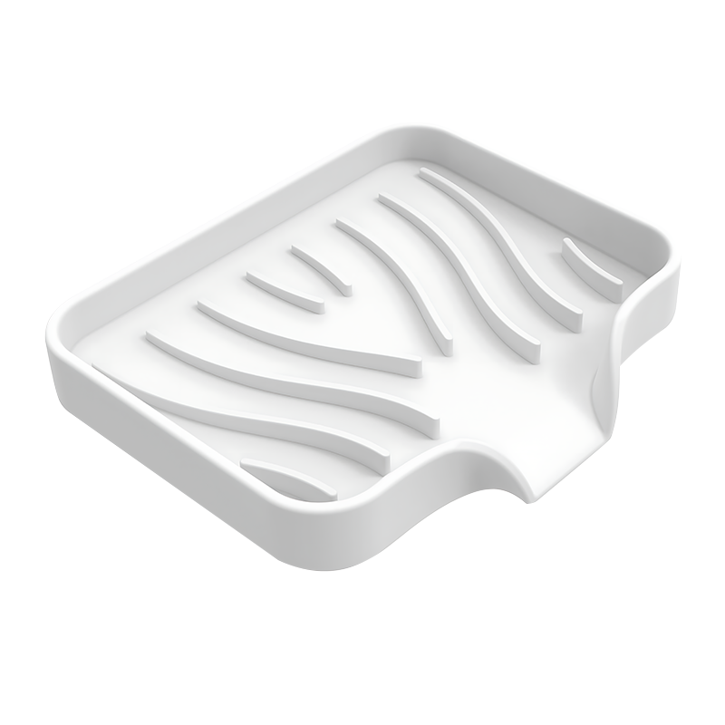 Caja de jabón de drenaje de silicona, soporte de esponja, bandeja de fregadero antideslizante, mesa de lavado creativa, bandeja de jabón para fregadero de cocina, escurridor de baño: Gris claro