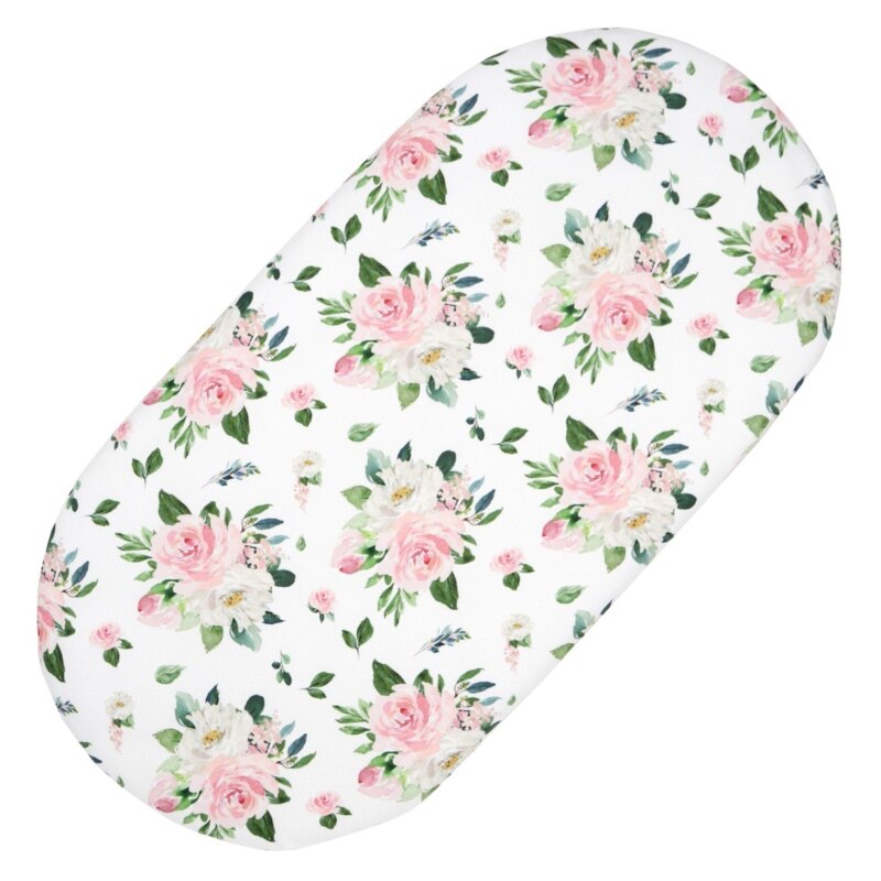 Happyy baby 2 Pcs Stretchy Baby Fitted Bassinet Sheets Cradle Moses Basket Oval Rectangle Pad Sheet Mattress Cover Crib Bed