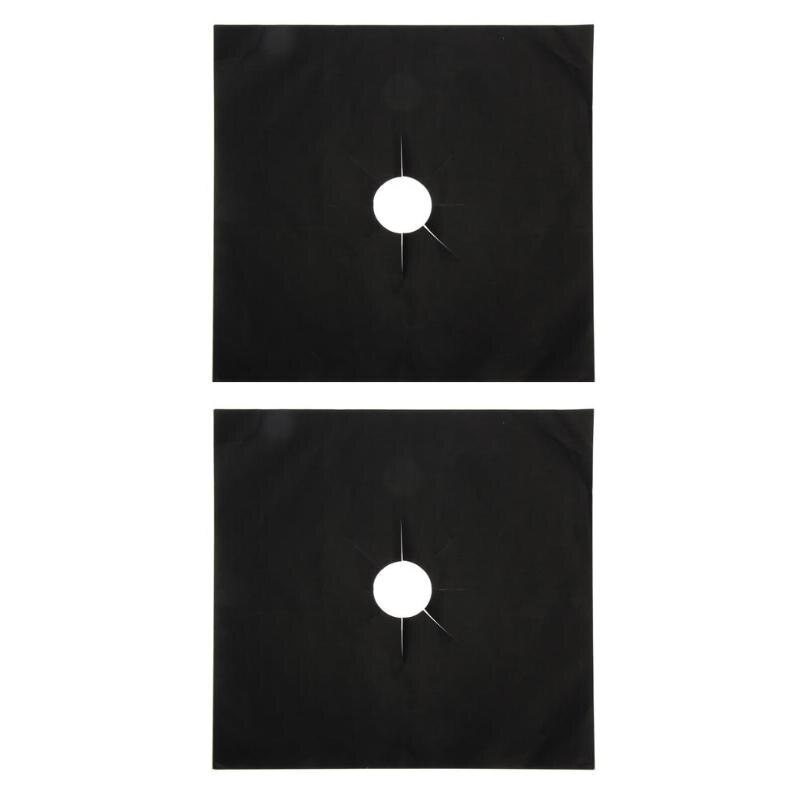 Reusable Gas Stove Burner Cover Liner Mat Non-Stick Gas Stove Protectors Hob Liners Cover Stovetop Burner Sheeting Mat Pad: 2pcs Black