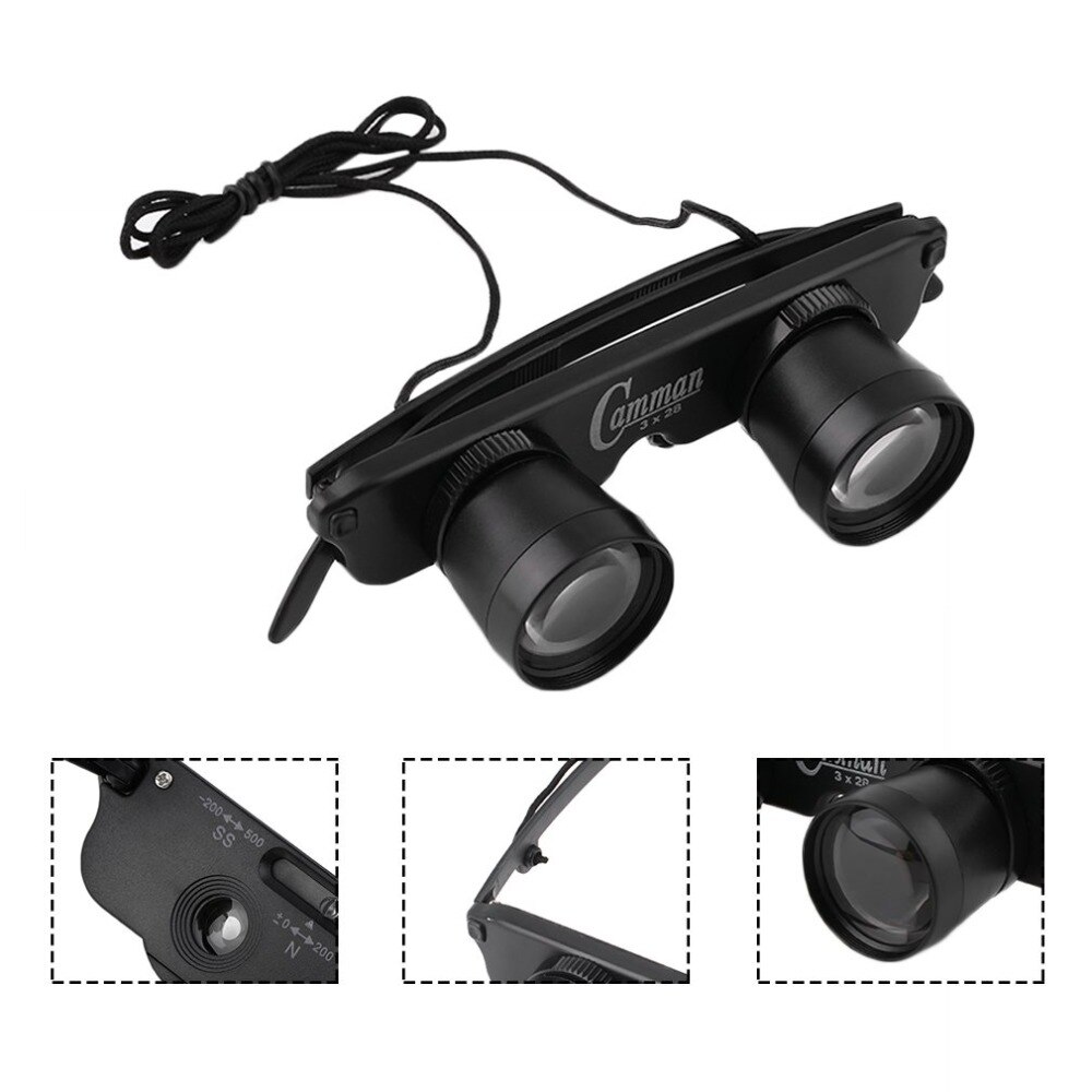 3x28 Magnification Glasses 3 In 1 Telescope Outdoor Fishing Optics Binoculars High Clarity Fishing Eyewear Tackle Device Black