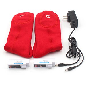 Elektrische Beheizte Socken Warme Socken mit Wiederaufladbare 3,7-Volt Batterie Elastische Warme Gesundheit Socken für drinnen und draussen aktivitäzehn: rot