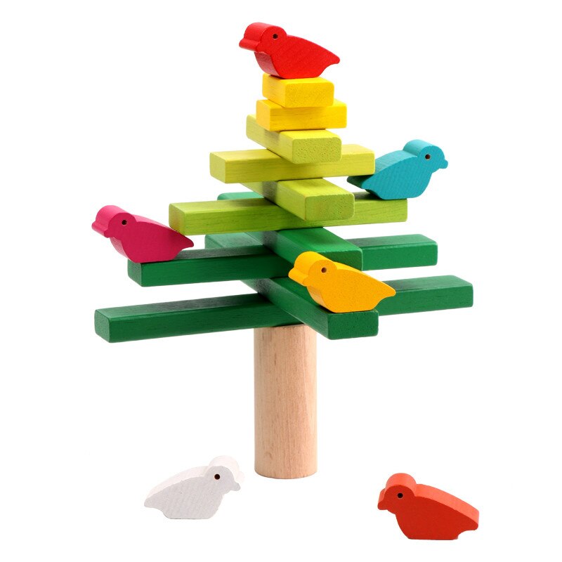 Baby Toy Color Wooden Block Blance Animal block birds tree Education toys for Children Blance Games Toys kids children toy