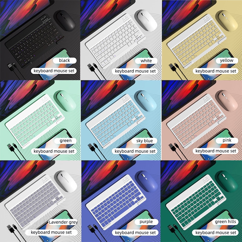 rechargeable wireless keyboard and mouse portable wireless mini bluetooth keyboard mouse set for laptop tablet notebook