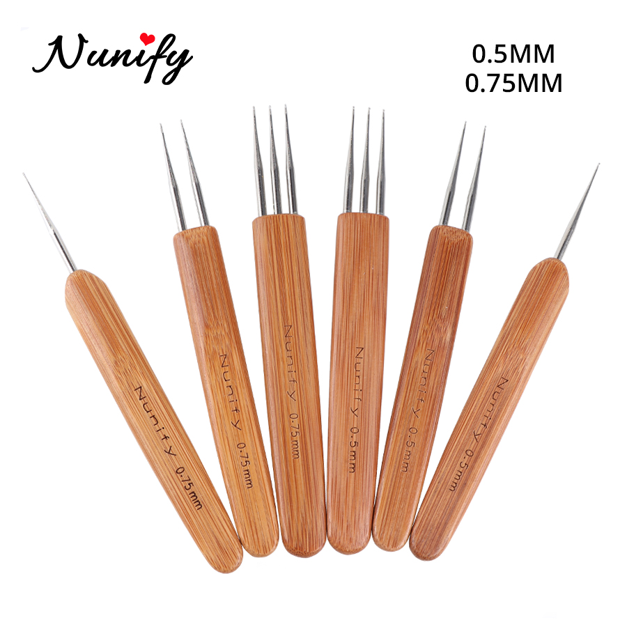 Nunify gancho de 2 ganchos, 1 pçs/lote mm 0.5mm 1 gancho com 3 ganchos, agulho para dreadlock, gancho de crochê gancho de crochê aço macio para tranças