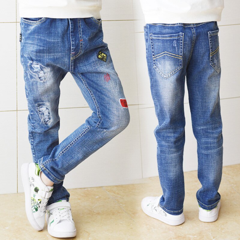 Calças de Brim do menino, meninos de Roupas infantis Calças Jeans Primavera e Outono Crianças Calças 3 4 5 6 7 8 9 10 11 12 13 anos de Idade