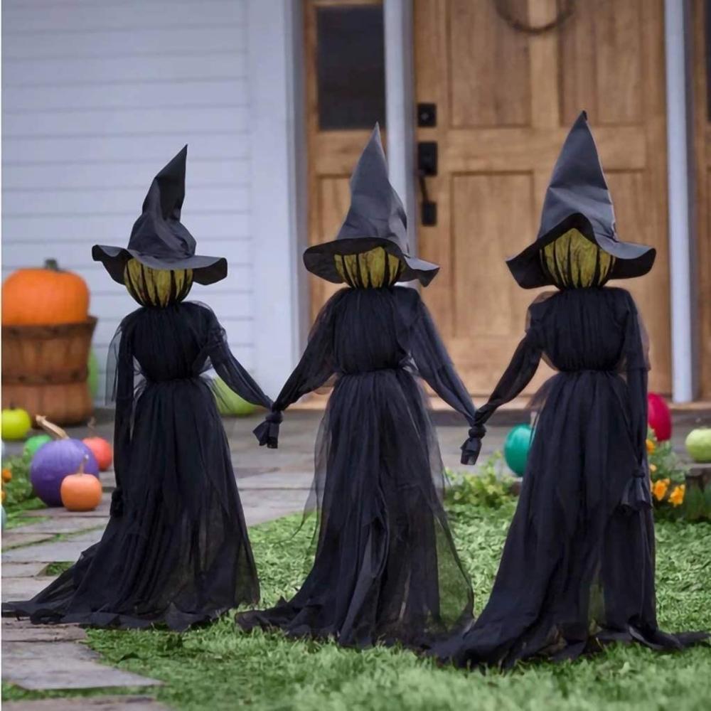 1.7m valaistua noitaa panoksilla halloween-koristeita ulkona kädestä pitäen huutaen noidat ääni aktivoitu anturi sisustus