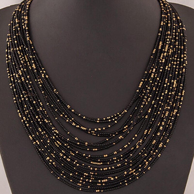 Bohemian Stijl Kleurrijke Kwastje multi-layer Hand geweven Kralen Kraag Bib Ketting Statement Ketting vrouwen Mode Accessoires: BK