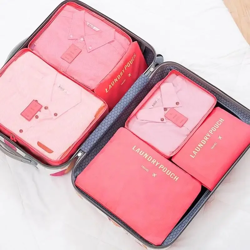 6Pcs Set Travel Organizer Storage Bags Suitcase Packing Cubes Set Cases Portable Luggage Clothes Shoe Tidy Pouch Folding