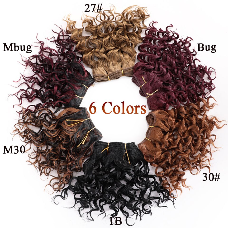 Spring sunshine Afro Kinky Curly Synthetic Weave Bouncy Jerry Curl Natural Short Hair Welf Bundles Black Hair Weaving 3Pcs/lot