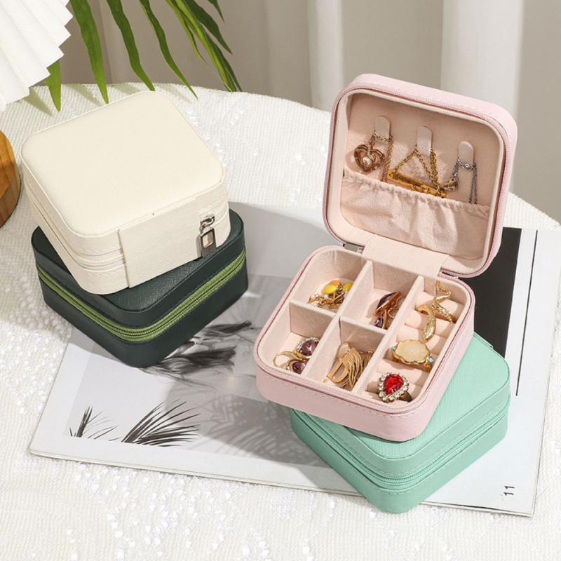 Portable Jewelry Storage Box For Earrings Necklace Ring Button Leather Display Travel Jewelry Case Joyeros Organizador De Joyas