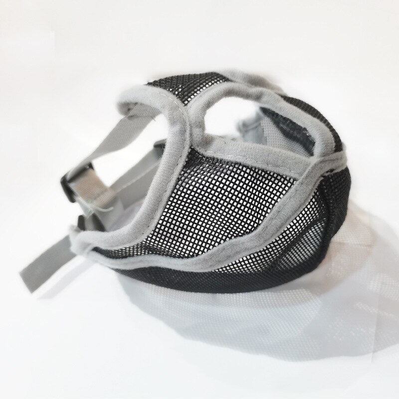 Short Snout Pet Dog Muzzles Comfortable Adjustable Mesh Muzzle Mask Anti Bite Stop Barking Supplies For French Bulldog Pug: grey / XL
