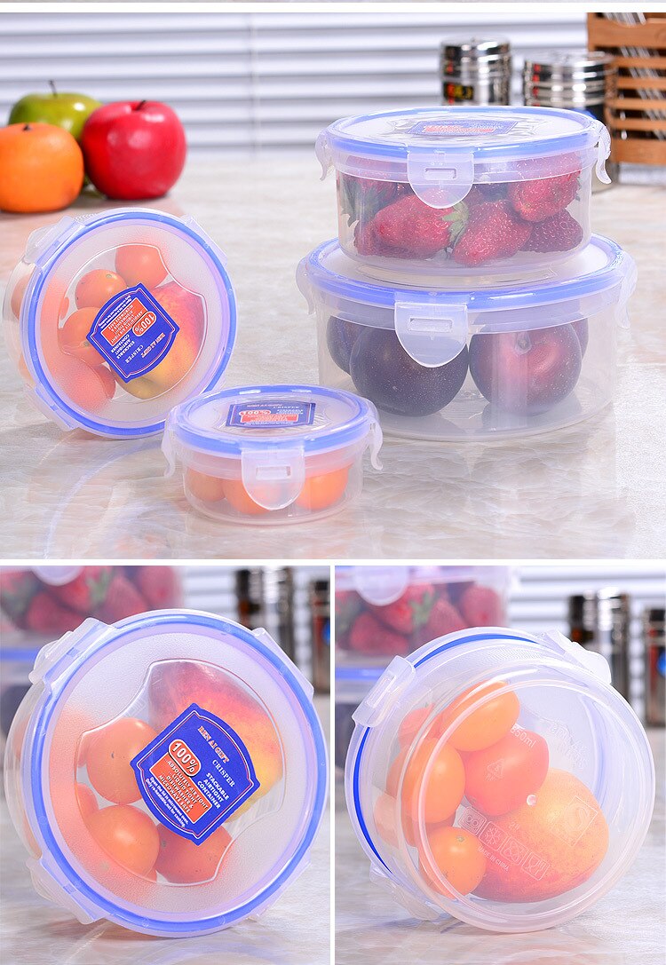 Crisper transparent plastic box lunch box rectangular sealed box office worker refrigerator household food box MJ1020