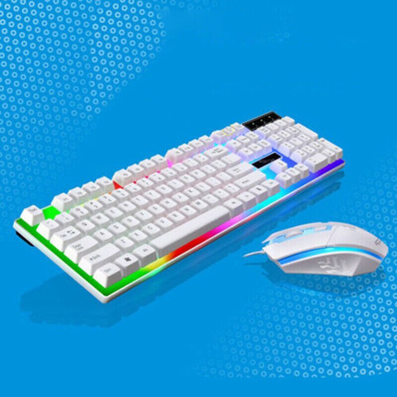 Kleurrijke LED Licht Toetsenbord Muis Combo Toetsenbord Gaming Muis Ergonomische Gaming Muis Ademhaling Licht verstelbare 800-1600dpi