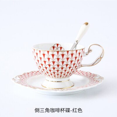Geometric Texture Bone China Coffee Cup Set Home European Cup Saucer Coffee Set English Afternoon Black Tea Tea Set Ceramic: A