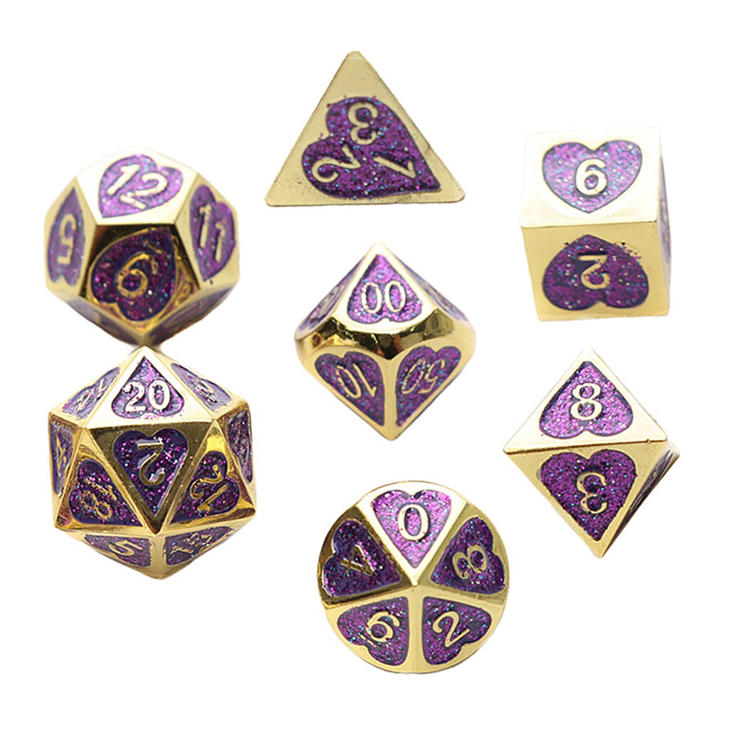 7 Stks/set Solide Metalen Multi Side Cijfer D4 D6 D8 D10 D12 D20 Board Game Dice Set Voor Party Casino board Game: D