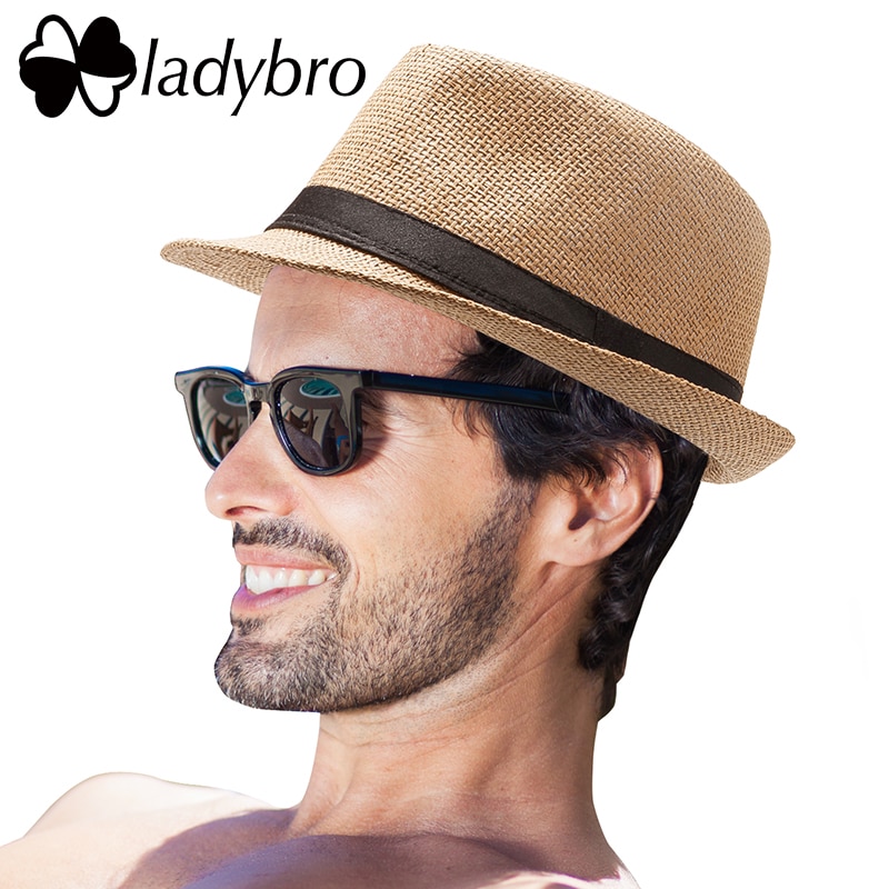 Ladybro Women Sun Hat For Men Hat Kids Summer Beach Hat Child Cap Female Panama Straw Hat Male Gangster Trilby Sun Visor Cap Boy