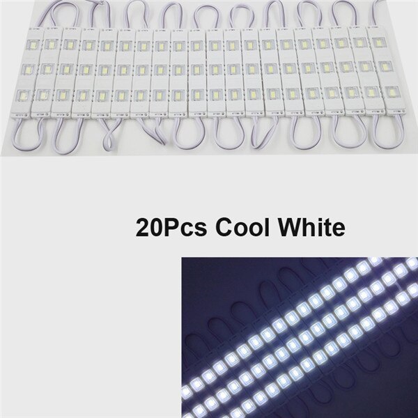 20ps 10ps ip65 5730 3 led modul vandtæt varm hvid, ren hvid, rød, grøn, blå, pink, gul sprøjtestøbningslys til  dc 12v: 20 stk kølig hvid