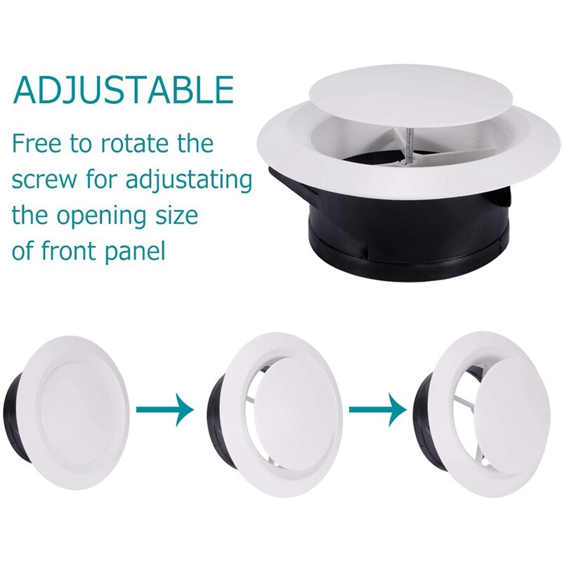 8 Inch Air Vent Covers, ABS Adjustable Soffit Vent, Round Ceiling Diffuser For Exhaust Fan, Inline Duct Fan, Bathroom