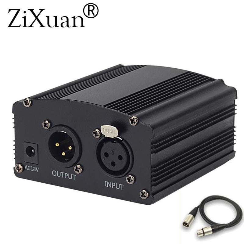 1-Channel 48V Phantom Power Supply+Adapter for Any Condenser Microphone Recording