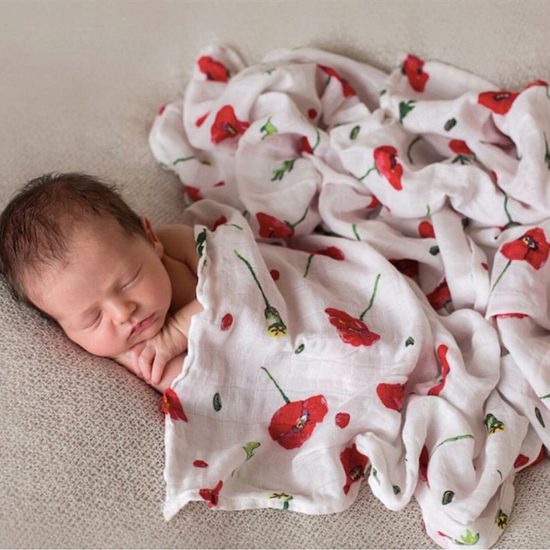 Rosa svane 100%  økologisk bomull rosa rød musselin babytepper sengetøy spedbarn swaddle håndkle for nyfødte swaddle teppe baby wrap