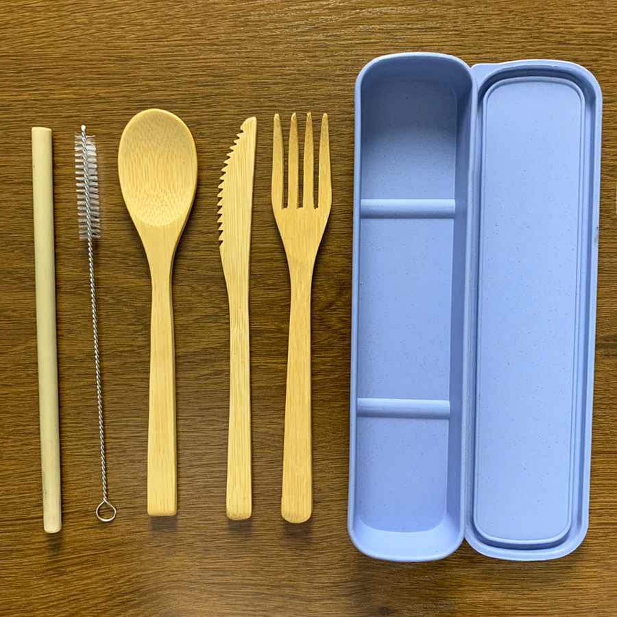 13/11/9/6-Pack Houten Bestek Bestek Set Bamboe Stro Servies Set Met Doek Tas Messen Vork lepel Reizen: Spoon and Box