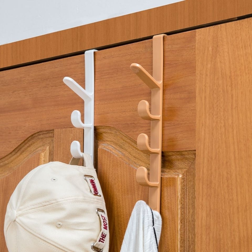 Colgador de puerta para dormitorio, estante para colgar ropa sobre la puerta, ganchos de organización de almacenamiento para el hogar de plástico, soporte para monedero para rieles de bolsos