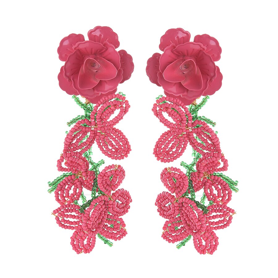 Ztech Beads Flower Large Za Earrings For Women Acrylic Handmade Jewelry Brincos Wedding Party: Default Title