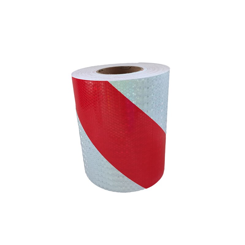 20cm*5m Car Reflective Stickers Safety Mark Reflective Strips Warning Stickers Tape Exterior Warning Strip Protect: Red-white left twill