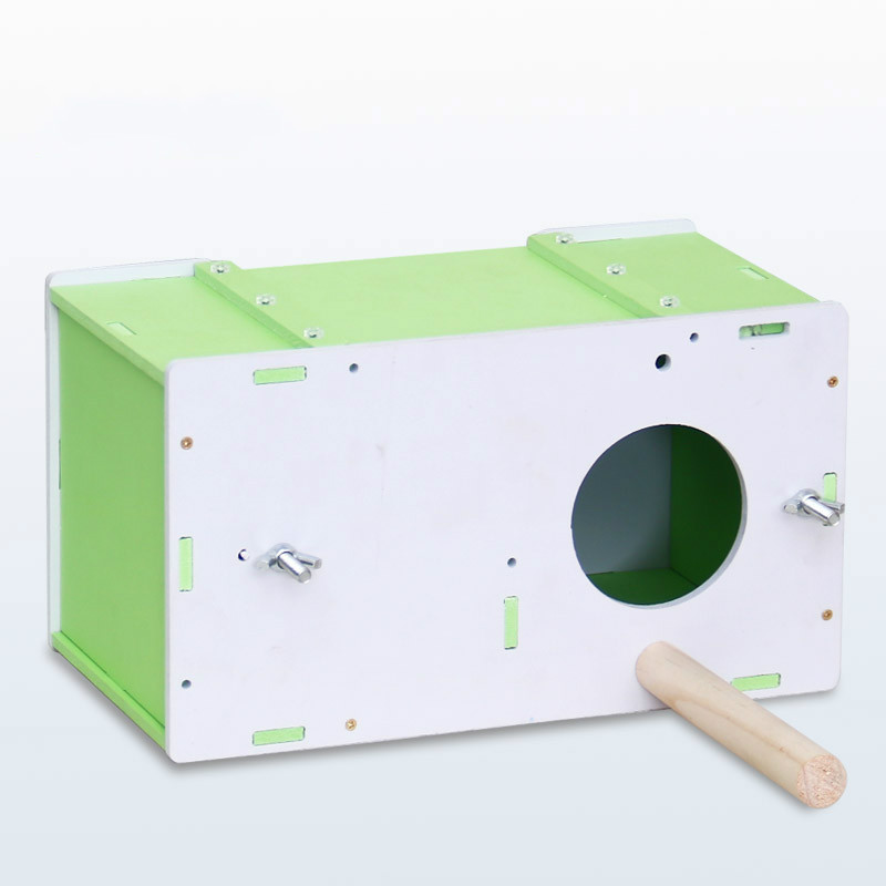 Tiger skin peony bird hatching supplies parrot breeding wooden box nest box nest isolation birdhouse AP11261707: Green / 26.6 X 14.5 X 15CM